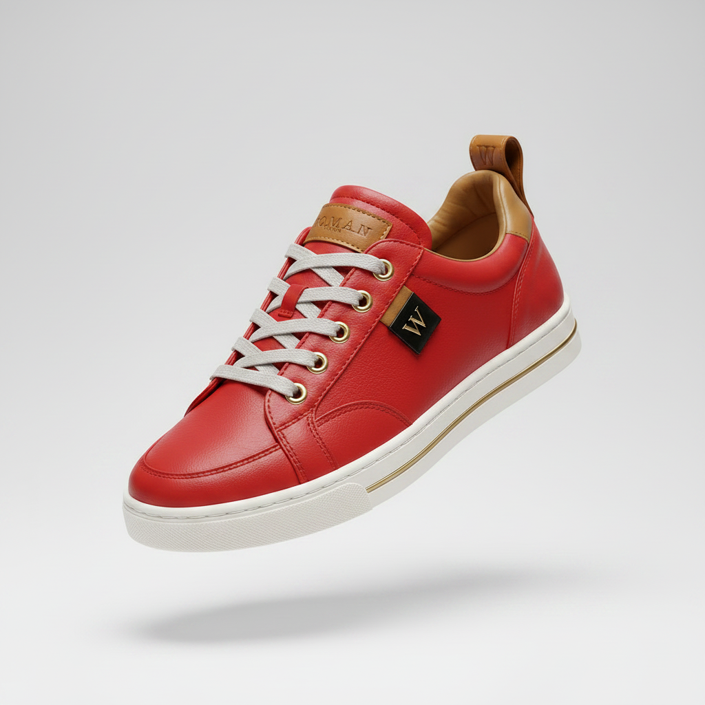 Red Sneaker 3D Render with Black W Tag